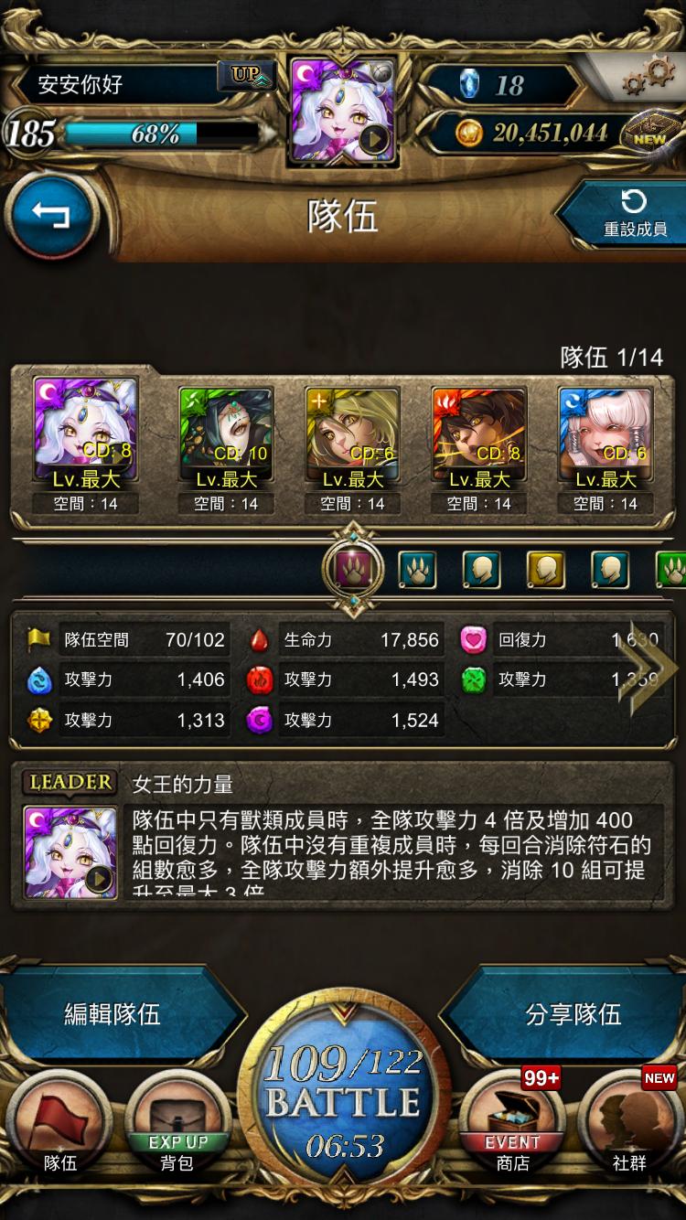 神魔之塔帳號 179等 已更新 1 24 最強一線隊伍超級神貓隊 露西 完整 練好 新合作大獎都有 8591寶物交易網