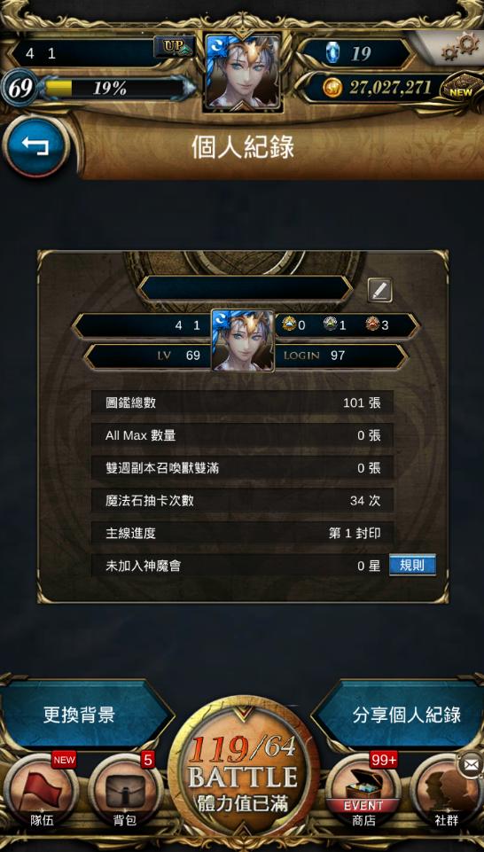 神魔之塔帳號 69等26職業 亞特蘭提斯 露西x2 艾爾莎 雙子座 火水巫 洛基 孫策 弗愛 眼球36石 8591寶物交易網